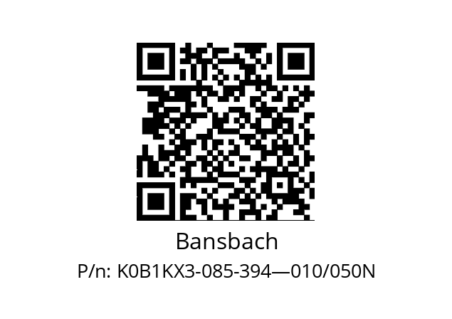   Bansbach K0B1KX3-085-394—010/050N