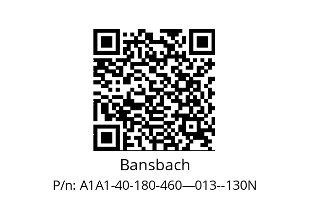   Bansbach A1A1-40-180-460—013--130N