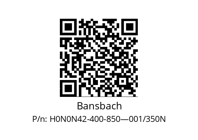   Bansbach H0N0N42-400-850—001/350N