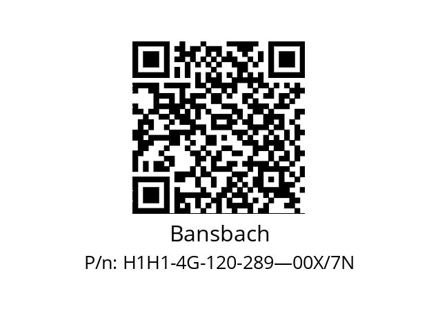   Bansbach H1H1-4G-120-289—00X/7N