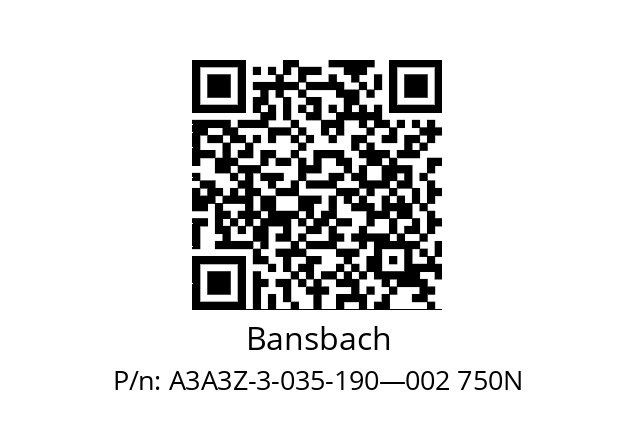   Bansbach A3A3Z-3-035-190—002 750N