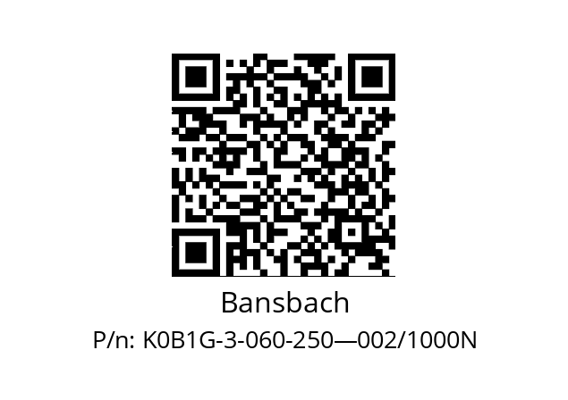   Bansbach K0B1G-3-060-250—002/1000N