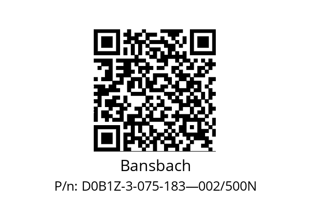   Bansbach D0B1Z-3-075-183—002/500N