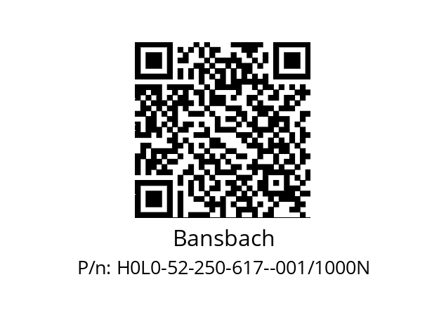   Bansbach H0L0-52-250-617--001/1000N