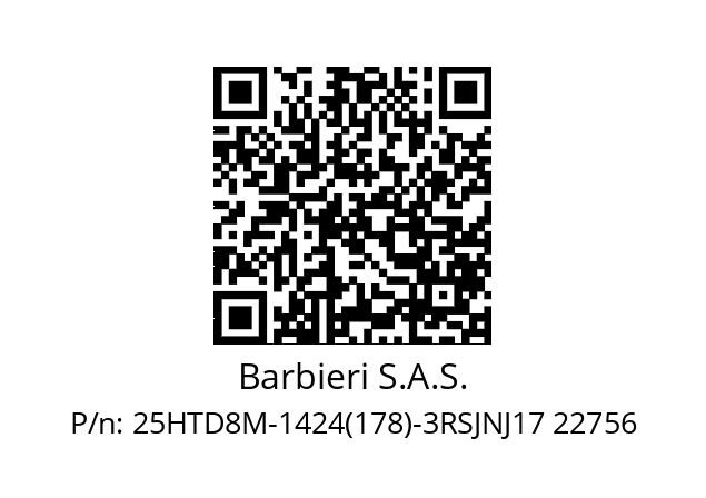   Barbieri S.A.S. 25HTD8M-1424(178)-3RSJNJ17 22756