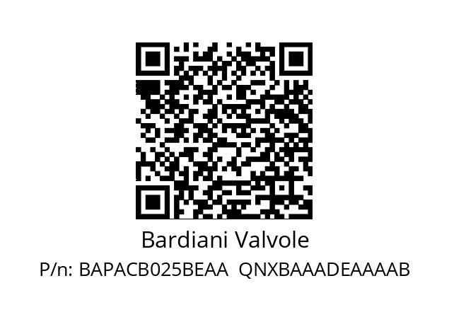   Bardiani Valvole BAPACB025BEAA  QNXBAAADEAAAAB