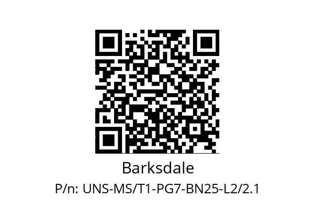   Barksdale UNS-MS/T1-PG7-BN25-L2/2.1