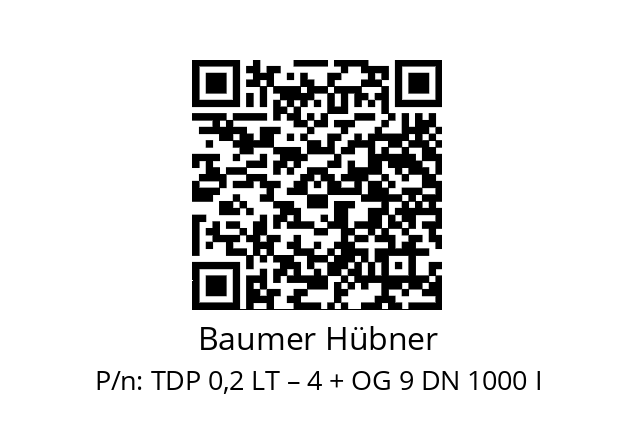   Baumer Hübner TDP 0,2 LT – 4 + OG 9 DN 1000 I