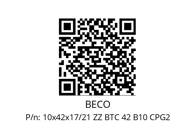   BECO 10x42x17/21 ZZ BTC 42 B10 CPG2