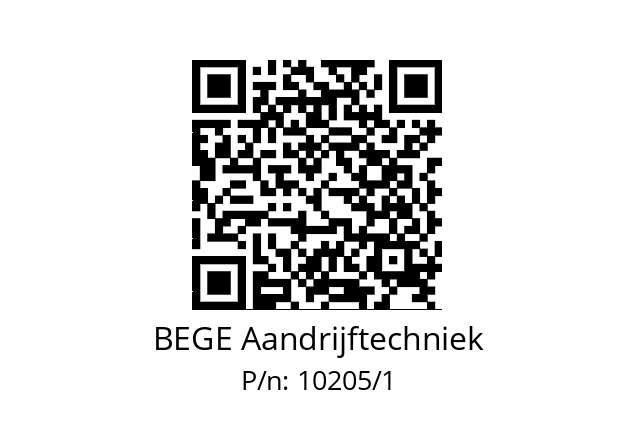   BEGE Aandrijftechniek 10205/1