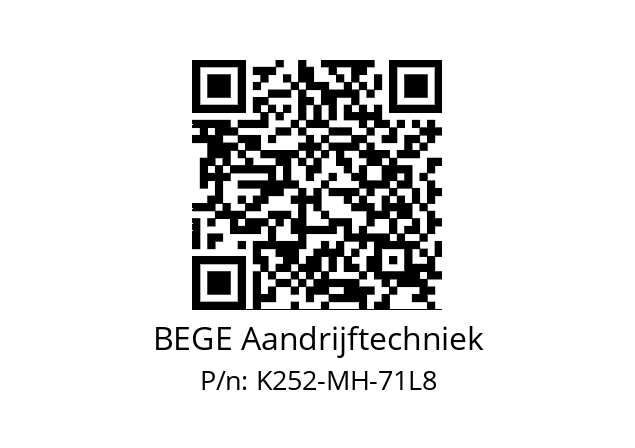   BEGE Aandrijftechniek K252-MH-71L8