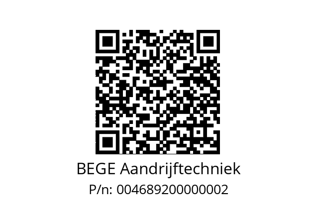   BEGE Aandrijftechniek 004689200000002