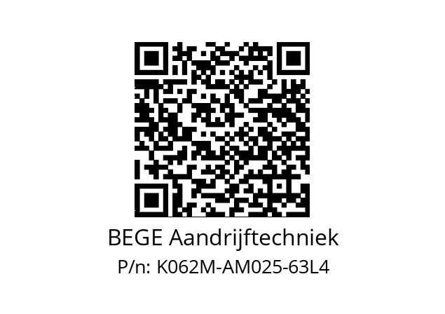   BEGE Aandrijftechniek K062M-AM025-63L4