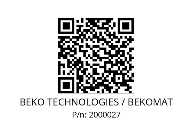   BEKO TECHNOLOGIES / BEKOMAT 2000027