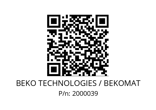   BEKO TECHNOLOGIES / BEKOMAT 2000039