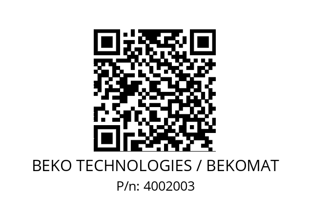   BEKO TECHNOLOGIES / BEKOMAT 4002003