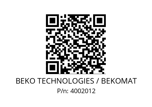   BEKO TECHNOLOGIES / BEKOMAT 4002012