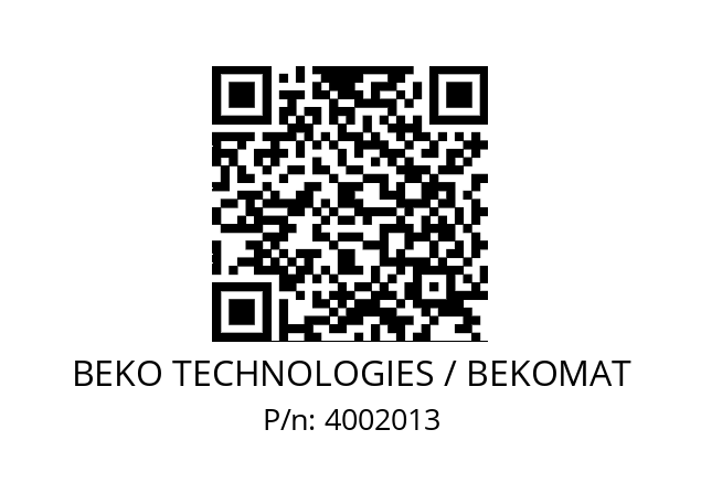   BEKO TECHNOLOGIES / BEKOMAT 4002013