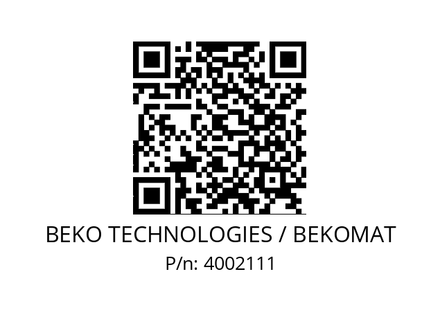   BEKO TECHNOLOGIES / BEKOMAT 4002111