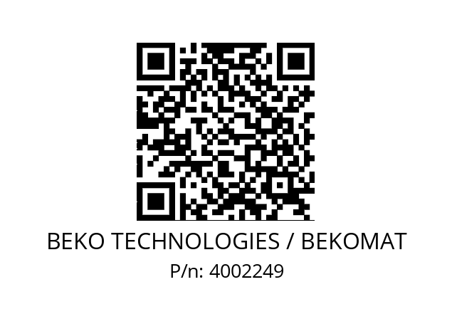   BEKO TECHNOLOGIES / BEKOMAT 4002249