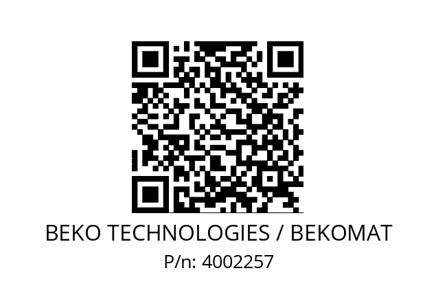   BEKO TECHNOLOGIES / BEKOMAT 4002257