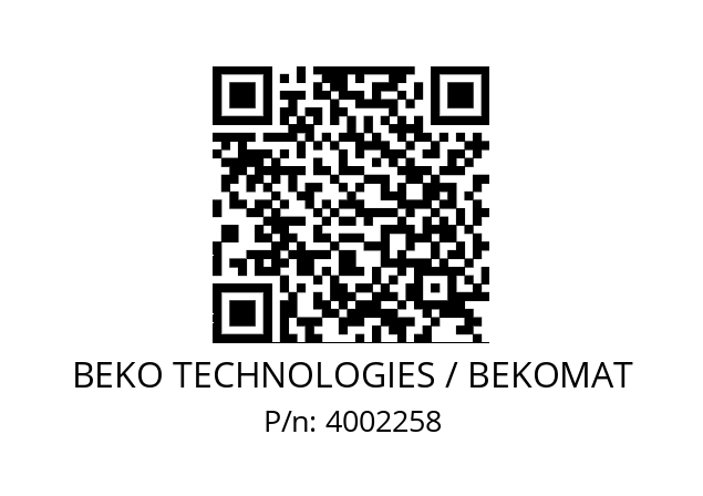   BEKO TECHNOLOGIES / BEKOMAT 4002258