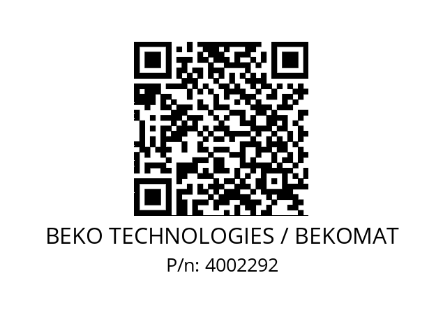   BEKO TECHNOLOGIES / BEKOMAT 4002292