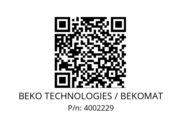   BEKO TECHNOLOGIES / BEKOMAT 4002229