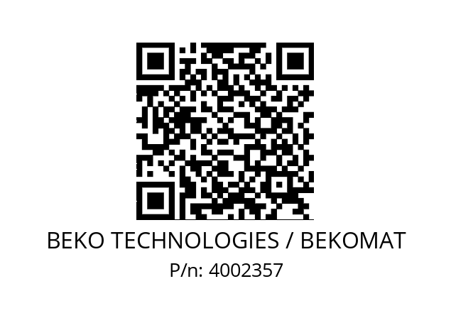   BEKO TECHNOLOGIES / BEKOMAT 4002357