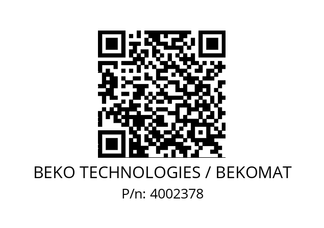   BEKO TECHNOLOGIES / BEKOMAT 4002378