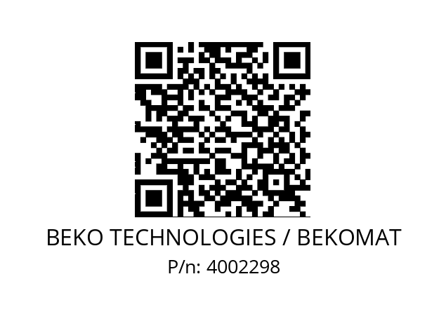   BEKO TECHNOLOGIES / BEKOMAT 4002298