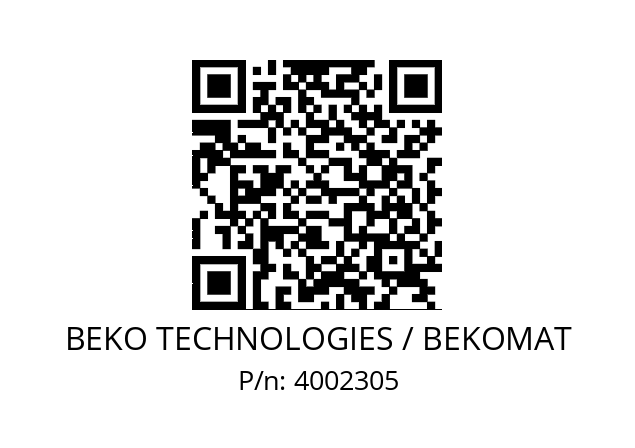   BEKO TECHNOLOGIES / BEKOMAT 4002305