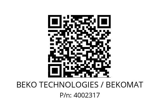   BEKO TECHNOLOGIES / BEKOMAT 4002317