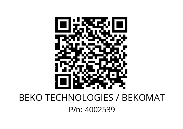   BEKO TECHNOLOGIES / BEKOMAT 4002539