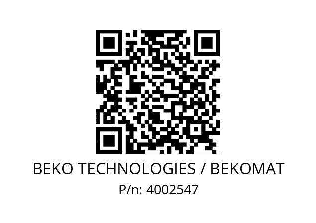   BEKO TECHNOLOGIES / BEKOMAT 4002547