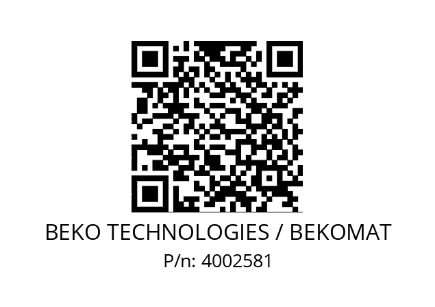   BEKO TECHNOLOGIES / BEKOMAT 4002581