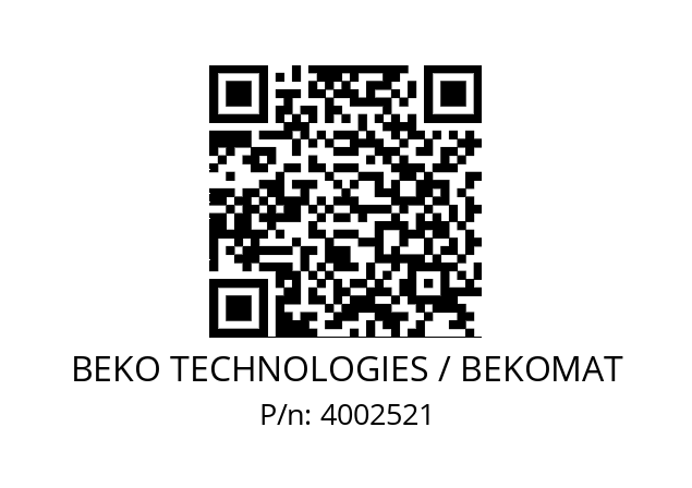   BEKO TECHNOLOGIES / BEKOMAT 4002521