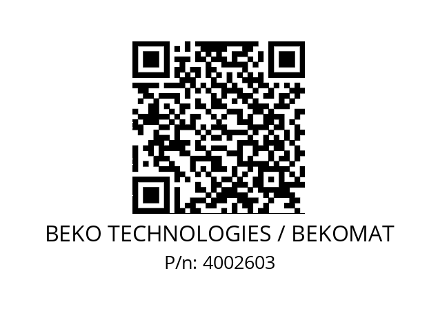   BEKO TECHNOLOGIES / BEKOMAT 4002603