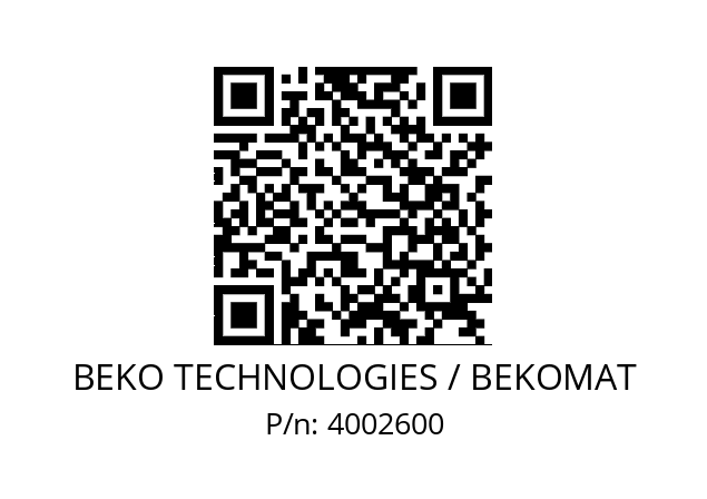   BEKO TECHNOLOGIES / BEKOMAT 4002600