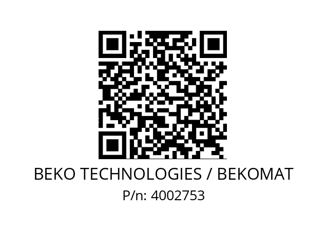   BEKO TECHNOLOGIES / BEKOMAT 4002753