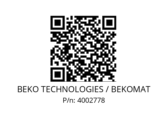   BEKO TECHNOLOGIES / BEKOMAT 4002778