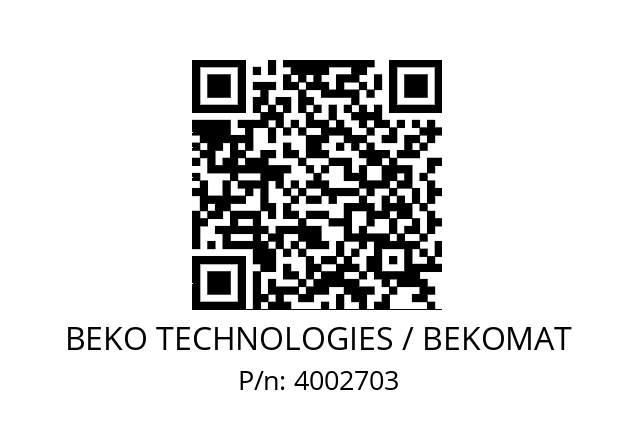   BEKO TECHNOLOGIES / BEKOMAT 4002703