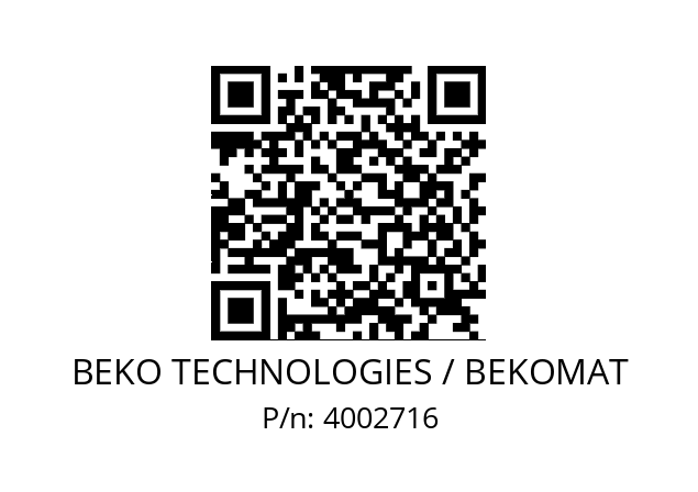   BEKO TECHNOLOGIES / BEKOMAT 4002716