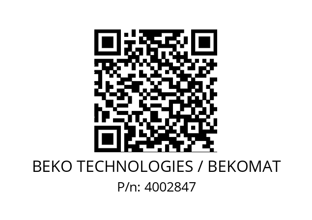   BEKO TECHNOLOGIES / BEKOMAT 4002847