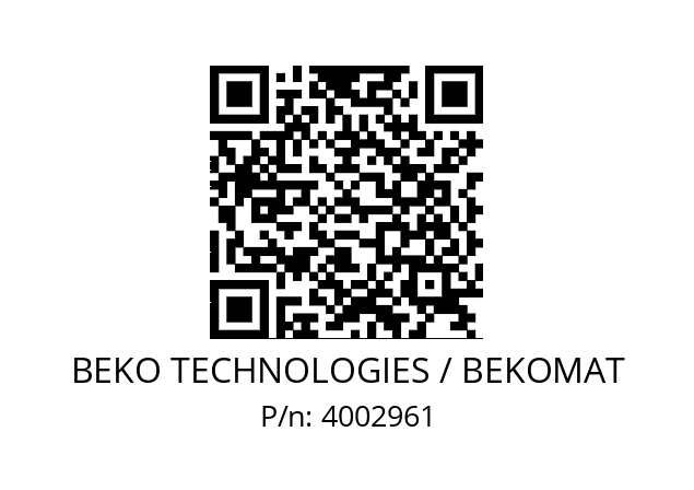   BEKO TECHNOLOGIES / BEKOMAT 4002961