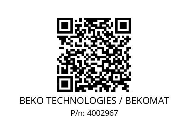   BEKO TECHNOLOGIES / BEKOMAT 4002967