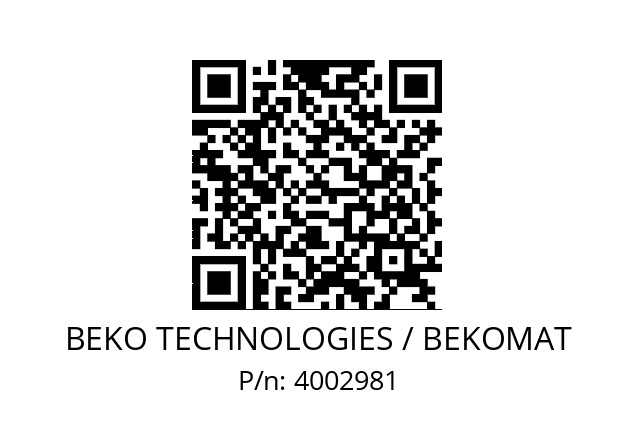   BEKO TECHNOLOGIES / BEKOMAT 4002981