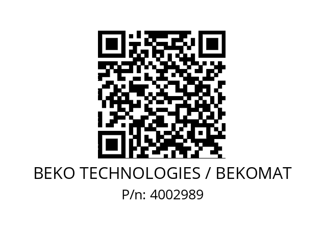   BEKO TECHNOLOGIES / BEKOMAT 4002989