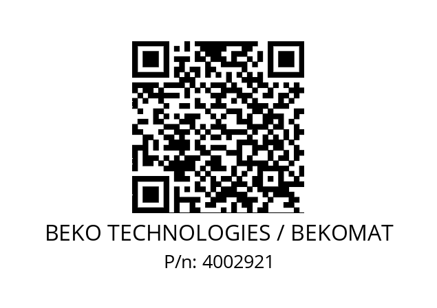   BEKO TECHNOLOGIES / BEKOMAT 4002921