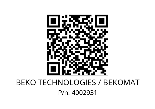   BEKO TECHNOLOGIES / BEKOMAT 4002931